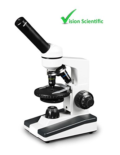 Vision Scientific VME0019-RC Monocular Elementary Level Compound Microscope, 10x WF & 25x WF Eyepiece, 40x-1000x Magnification, Brightfield LED Illumination, Gliding Round Stage, Rechargeable Battery
