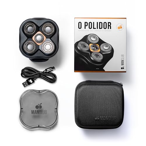 O Polidor MANCLUB: Aparador de pelos da cabeça e barba | Tecnologia à Prova de Cortes | Sistema de lâminas múltiplas de alta precisão | À prova d’água | Bateria de longa duração