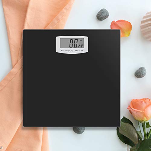 Bucanim Digitale Badzimmer Personenwaage mit Temperatur Anzeige，Digitale Körpergewichtswaage mit Step on Technologie 180KG
