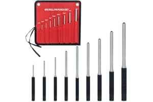 9-Piece Roll Pin Punch Set - Precision Steel Punches for Gunsmithing, Watch Repair & DIY (1/16" to 1/4") - Includes Tool Pouc