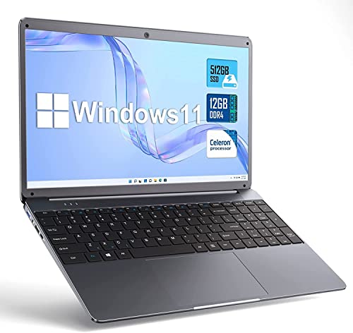 SGIN Ordenador Portátil 15,6 Pulgadas, 12 GB de RAM 512 GB de SSD Windows 11 Portatil, Celeron N5095 hasta 2,8 GHz, Bluetooth 4.2, WiFi 2,4/5,0 G, para Memoria Extensible TF de 512 GB