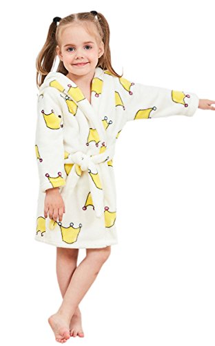 Betusline Kids Hooded Flannel Bathrobes for Boys & Girls