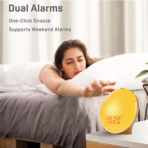 JALL Wake Up Light Sunrise Alarm Clock for Kids, Heavy Sleepers