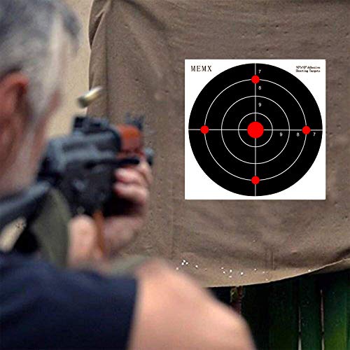 MEMX Reactive Target Stickers - 10 inch Self Adhesive Shooting Targets - High Visibility Impact - Gun Targets for Rifle - Pistol - Airsoft - BB Gun - Pellet Gun - Air Rifle（50Pack）
