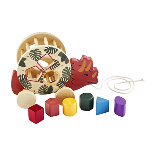 Mud Pie Orange Wood Dino Shape Sorter