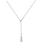 Pinkment Dew-drop Lariat Y-Shaped Silver Necklace for Women, 925 Sterling Silver, Non Tarnish, Trendy, Simple Drop Dangle Charm Chain Jewelry Gift for Women