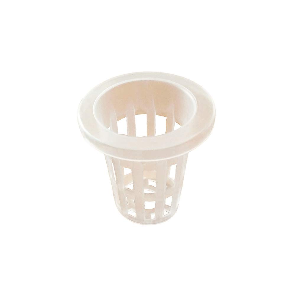 JpGdn 50pcs 1.8" Hydroponic Planting Mesh Net Pot Cups Plastic Basket for Garden Nursery Germination Plant Grow Cup Aquaponics Containers (White)