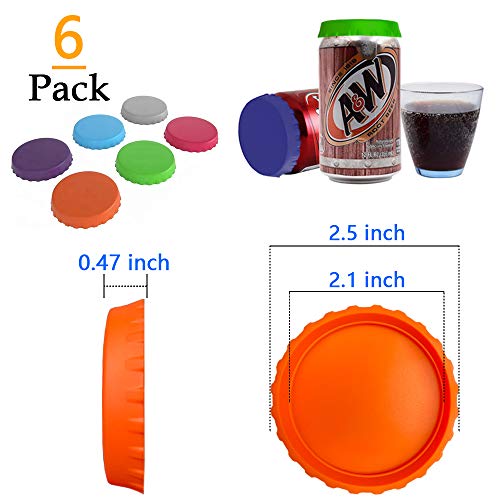 Soda Can Lids 6-Pack, 6 Colors Gooze Silicone Soda Saver Can Lids, Soda/Beverage/Beer Can Lids, Can Covers, Can Caps, Can Topper, Can Saver, Can Stopper, Cans Mark, Protector For Standard Cover