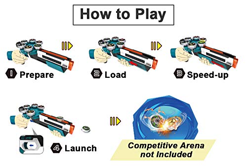 OBEST Spinners with Launcher Toys Set, 6 Metal Gyro Spinnings and Automatic Launcher, Gifts or Toys for Kids