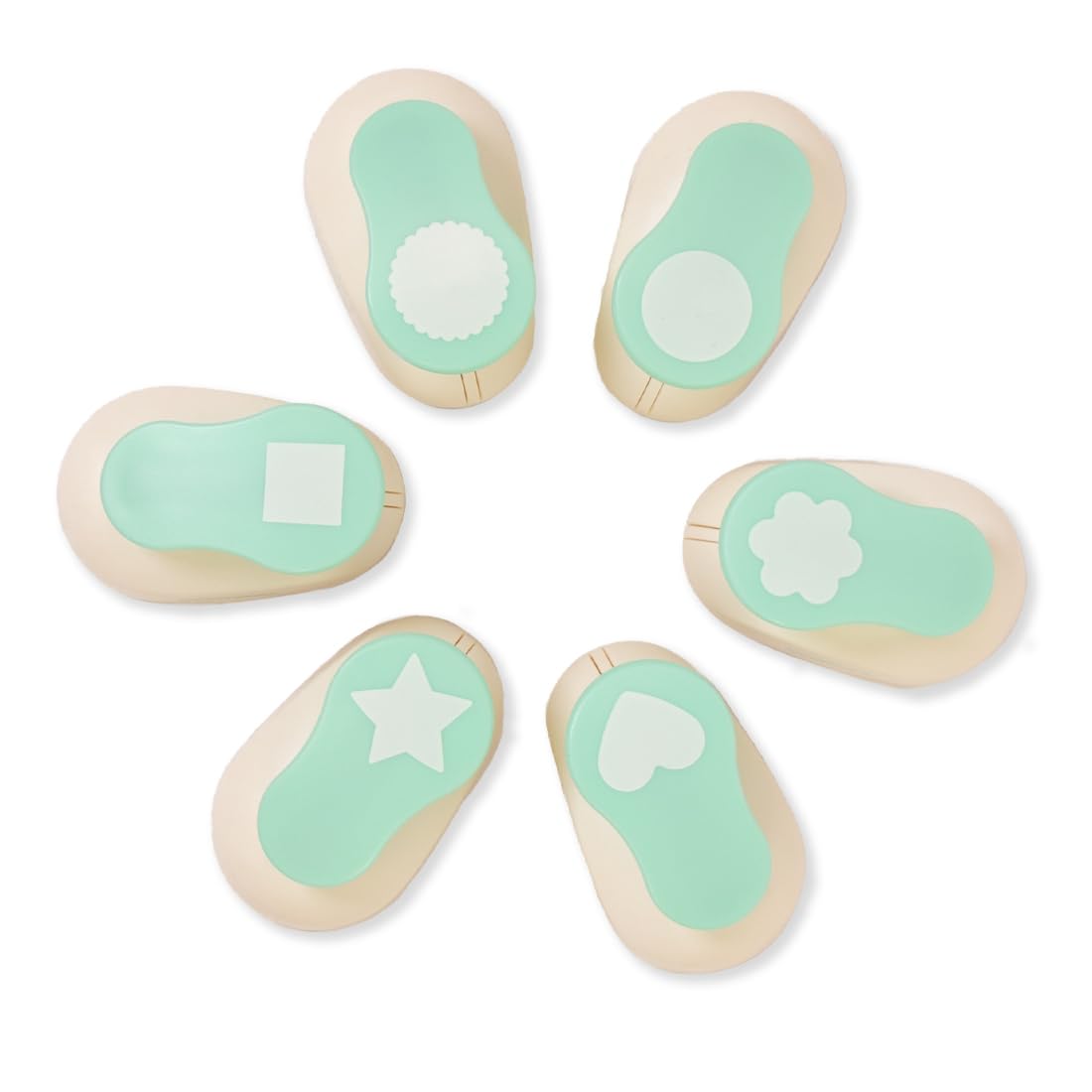 Craftelier - Pack of 6 Paper Punch 1" + 10 Punch Cardstock | Circle, Star, Heart, Scalloped Circle, Square, Flower | Suitable for Paper and Card Stock | Ideal for Craft Projects