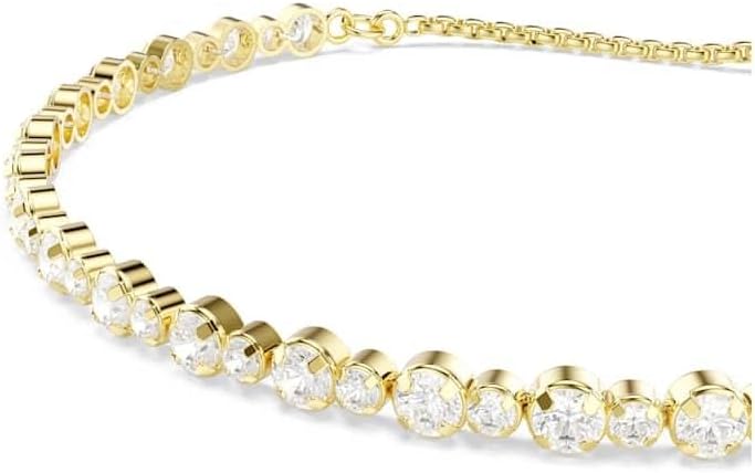 Matrix Tennis Armband, Vergoldetes Cupchain-Armband mit Weißen Kristallen und Kugelschiebeverschluss, Armbandlänge: 12-24 cm, Armbandbreite: 0.2 cm