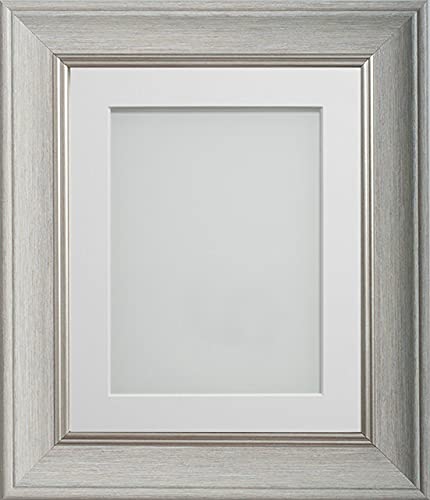 Frame Company Drummond Range Pale Grey 10x8 inch Picture Photo Frame with White Mount for Image 8x6 inch * Choice of Sizes* Fitted with Real Glass — image 1
