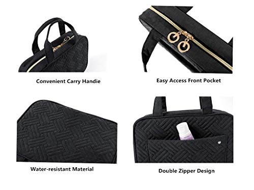 Inshere Toiletry Bag Travel Bag with Hanging Hook, Water-resistant Makeup Cosmetic Bag Travel Organizer for Accessories, Shampoo, Full Sized Container, Toiletries (Black)