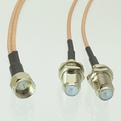 F plug male to Y 2x F TV jack female Splitter Combiner pigtail RG316 1M2F Quick USA Shipping