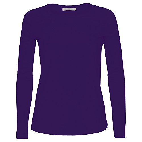LessThanTenQuid Missloved® langärmliges, einfarbiges Damen-Top mit Rundhalsausschnitt, Größen 34-44 Gr. 34/36 DE, violett