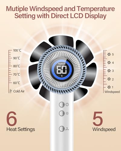 DEWILY Professional Ionic Hair Dryer - Fast Hair Dryer, High Speed Motor 110,000 RPM, Magnetic Diffuser and Concentrator