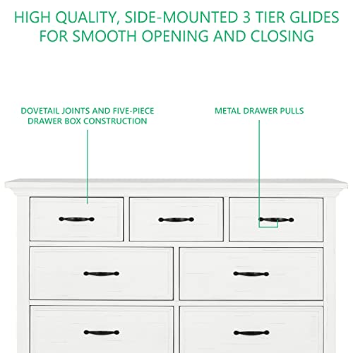 Evolur Belmar Double Dresser in Weathered White, Comes Assembled