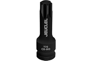 JEUCLEL T70 Torx Bit Socket, 1/2" Drive Torx Star 6 Point Impact Bit Socket, 3-Inch, Cr-Mo Steel, Screwdriver Adapter for Electric Ratchet Wrenches Fastening Screws Hand Repair
