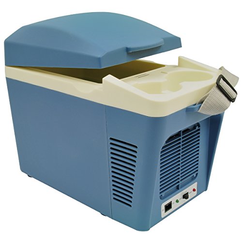Roadpro RPAT788 7 Liter 12V Cooler / Warmer with Cup Holders,Wht/Gray