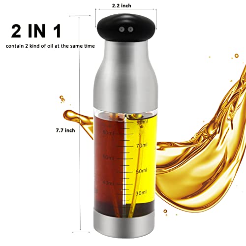 Tyankra Oil Sprayer for Cooking, 2 IN 1 Olive Oil Mist Spray Bottle, Portable Oil Mister with Basting Brush,Bottle Brush for Baking, BBQ, Salad, Air Fryer, Roasting
