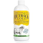 Outback Gold Wool Wash, 16 Oz, HE Compatible, Plant Based, Unscented, Fragrance Free, Neutral pH Laundry Detergent for Wool, Cashmere, Silk, Sheepskin, Baby Items, Mild and Enzyme Free, Made in USA