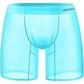Gogobear Men's Cool Ice Silk Boxer Briefs Sexy Athletic Stretch Elastic Traceless Quick-drying See-through Underwear Trunk