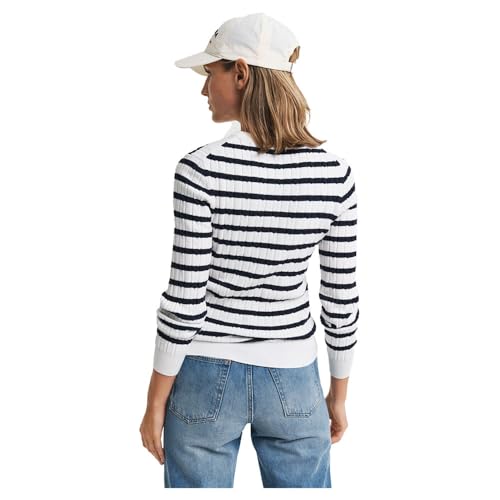 GANT Stretch Cotton Cable Stripe C-Neck Pullover Sweater Women (Pack of 1)
