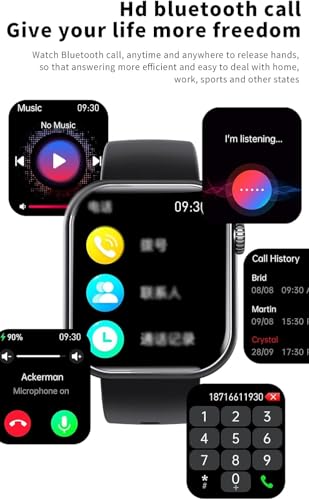Blood Glucose Smart Watch, Health Monitor for 24/7 Blood Sugar, ECG/SpO2, Heart Rate Sleep Pressure Fitness Tracker Watch, 1.91'' Touch Screen, Bluetooth Answer/Make Call, 50+ Sports Modes (Black)