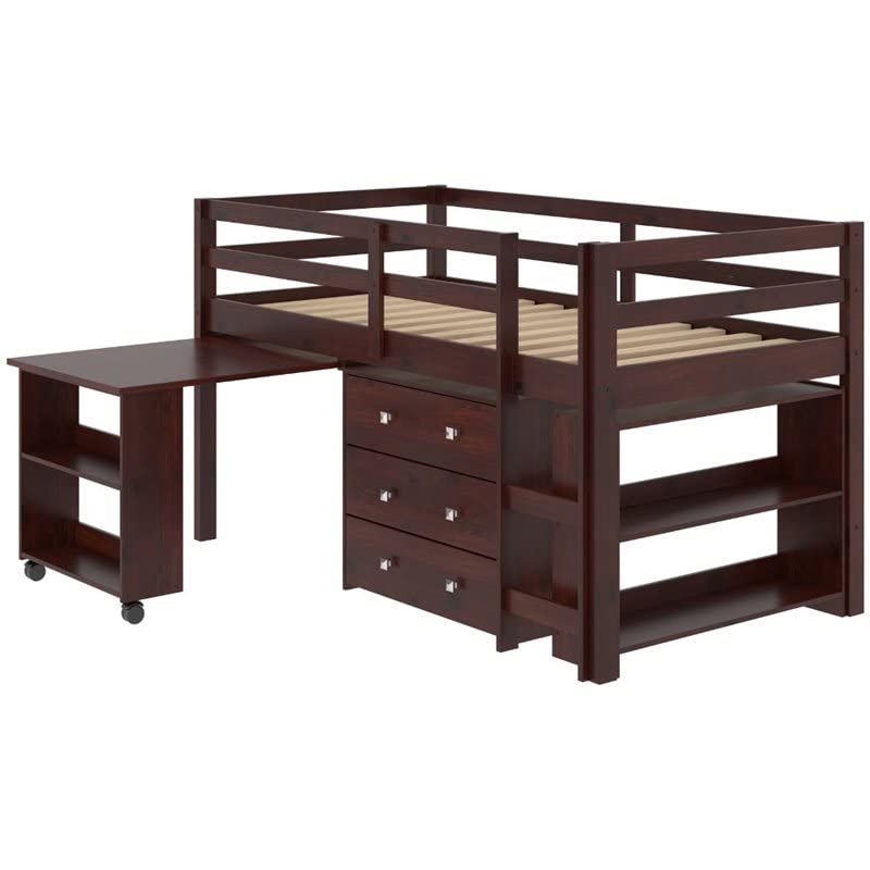 Donco Kids 760CP Low Study Loft Bed, Dark Cappuccino/White Pricepulse