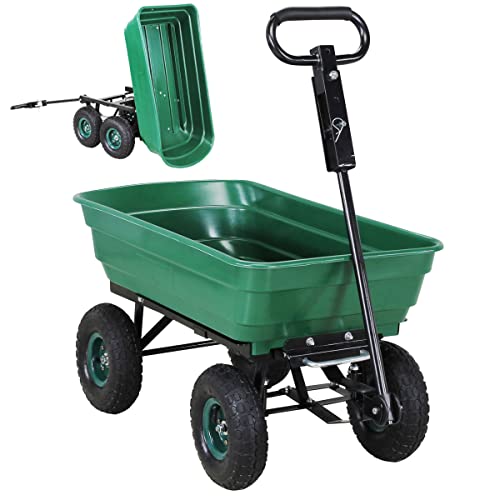 Miweba Bollerwagen Dumper | 𝟑𝟎𝟎 kg Traglast | Luftreifen (Grün)