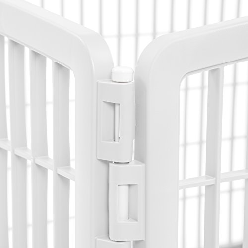 IRIS USA Dog Playpen, Exercise Pet Playpen with Door, 4Panel, 24 H", White Pricepulse