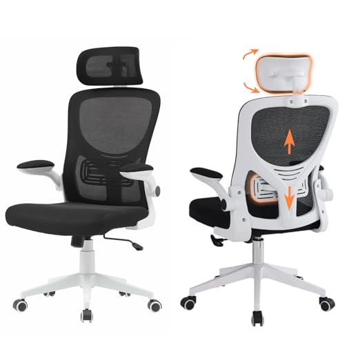 Silla de Oficina con Soporte Lumbar,Silla De Escritorio Ergonómica con Altura Ajustable,con Función de Bloqueo de Inclinación,Silla Ergonomica con Reposacabezas Ajustable,Respaldo Alto,con Ruedas
