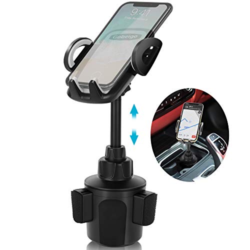 Cup Holder Phone Mount, Gobeigo Height Adjustable Metal Stand Car Phone
