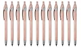 12 Pack Rose Gold Stylus with Ball Point Pen for