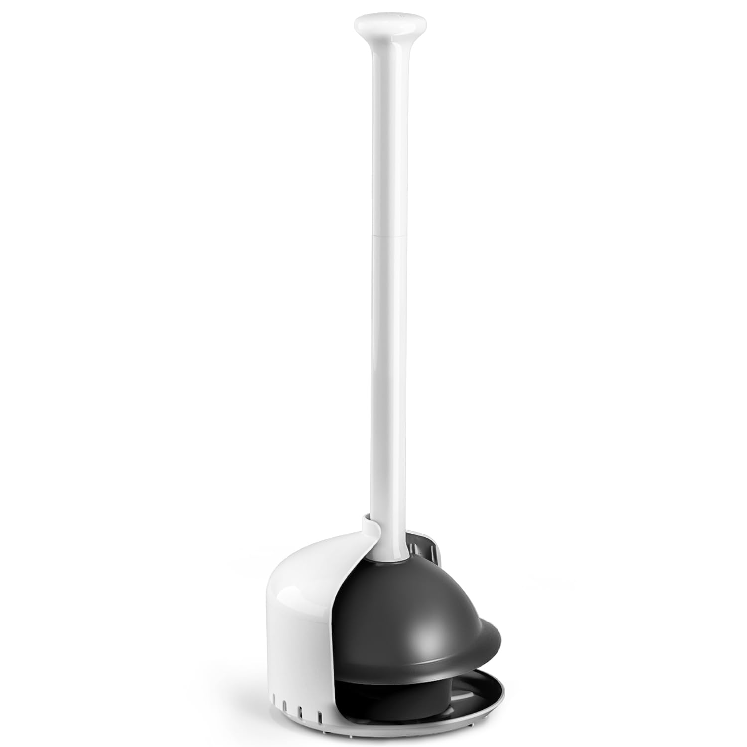 Denvlex Toilet Plunger with Holder, Heavy Duty Plunger and Holder Combo for Bathroom Cleaning, Bathroom Decor, Bathroom Accessories, Toilet Bowl Cleaners, 19-Inch White