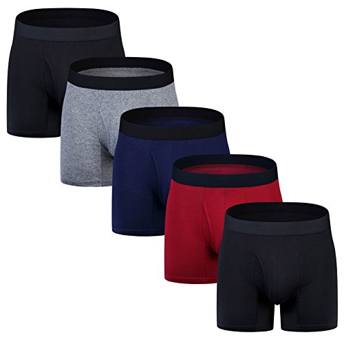 Men's 5 Pack Regular Legs Underwear Cotton Mens Boxer Briefs No Ride-up Sport Underwear Men Pack