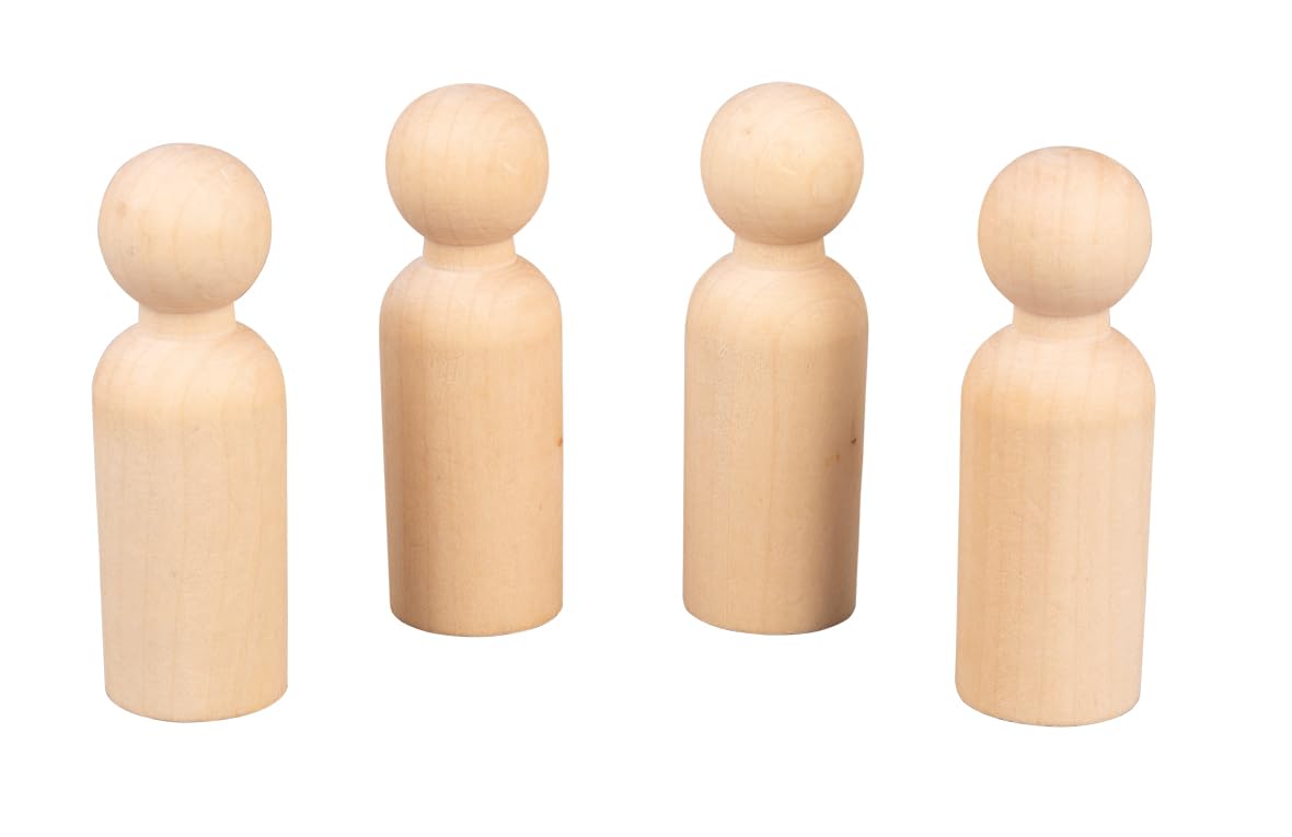 Rayher Set of 4 Wooden Peg Dolls for Craft, Wood Figures for Crafting, Unfinished Wood People Shapes for DIY Crafts, natural wood, 7.7cm, 64536505