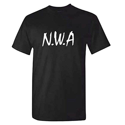 MITEES Mens Black NWA T Shirt - Tshirt (Large)
