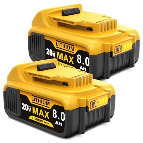 YPLFanHand Replacement for Dewalt 20V Battery: 8.0Ah Li-ion Battery Compatible with Dewalt Battery 20v Max DCB102 DCB104 DCB118 DCB115 DCB118 DCB200 DCB201 DCB206 DCB207 DCB204 DCB203 (2-Packs)