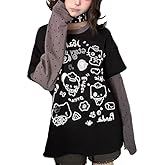 GOTHPICKUS Womens Y2k Cute Graphic Sweatshirts Harajuku Kawaii Striped Sweatshirt Patchwork Cartoon Casual T-Shirts