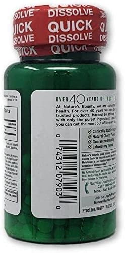 NATURE’S BOUNTY MELATONIN 3MG QUICK DISSOLVE, SLEEP AID SUPPLEMENT, SLEEP AIDS FOR ADULTS, CHERRY FLAVOR, 240 COUNT (PACK OF 1)