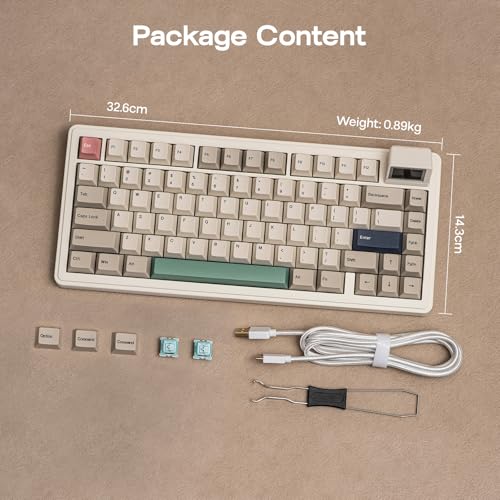 EPOMAKER RT82 Wireless Mechanical Keyboard with Screen, VIA Custom, 2.4GHz/USB-C/BT5.0, RGB Backlit, Gasket, 5-Paddings, PBT Keycaps, Hot-Swap Gaming Keyboard (Creamy Jade)