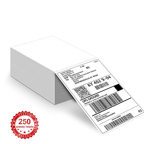 4x6 Thermal Shipping Labels - (1 Stack of 250) Blank Mailing tag Permanent Adhesive Fanfold Labels Compatible for Rollo Zebra Fargo Elton Munbyn Netum Nex Sato or Other Direct Thermal Printer