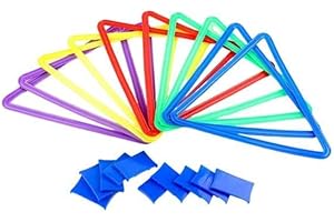 FashionCha Set of 10 Colorful Hopscotch Rings for Children, Toss Game, Agility Rings for Outdoor and Indoor Use, Triangle
