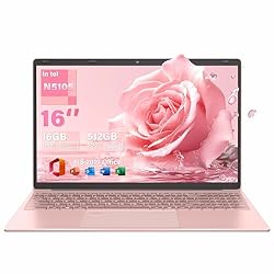 Rumtuk 16" Rose Gold Laptop, Celeron N5105