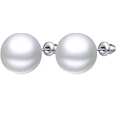 AJSOENO Large Pearl Stud Earrings for Women, 12mm Faux Pearl Earrings Studs