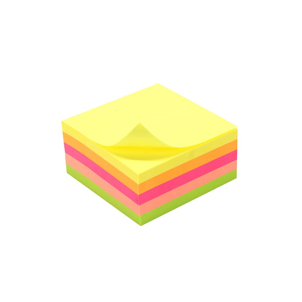 5 Neon Coloured Reusable Notepad 250 Sheets 50x50mm
