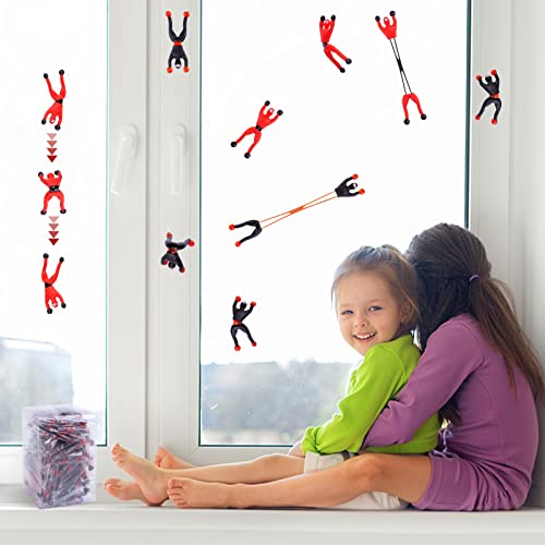 AMOR PRESENT 42PCS Wall Climbing Ninjas, Ninja Toys with DIY Stickers Sticky Rolling Men Stretchy Climbers Window Crawlers for Kids Party Favor Novel Toys