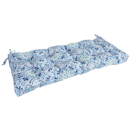 Blazing Needles Outdoor Bench Cushion, 51" x 19", Fiorella Baltic, 1 Count