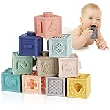 Mini Tudou Baby Blocks Soft Building Blocks Teething Chewing Toys Educational Squeeze Baby Toys Play with Numbers Animals Shapes Textures 6 Months and Up